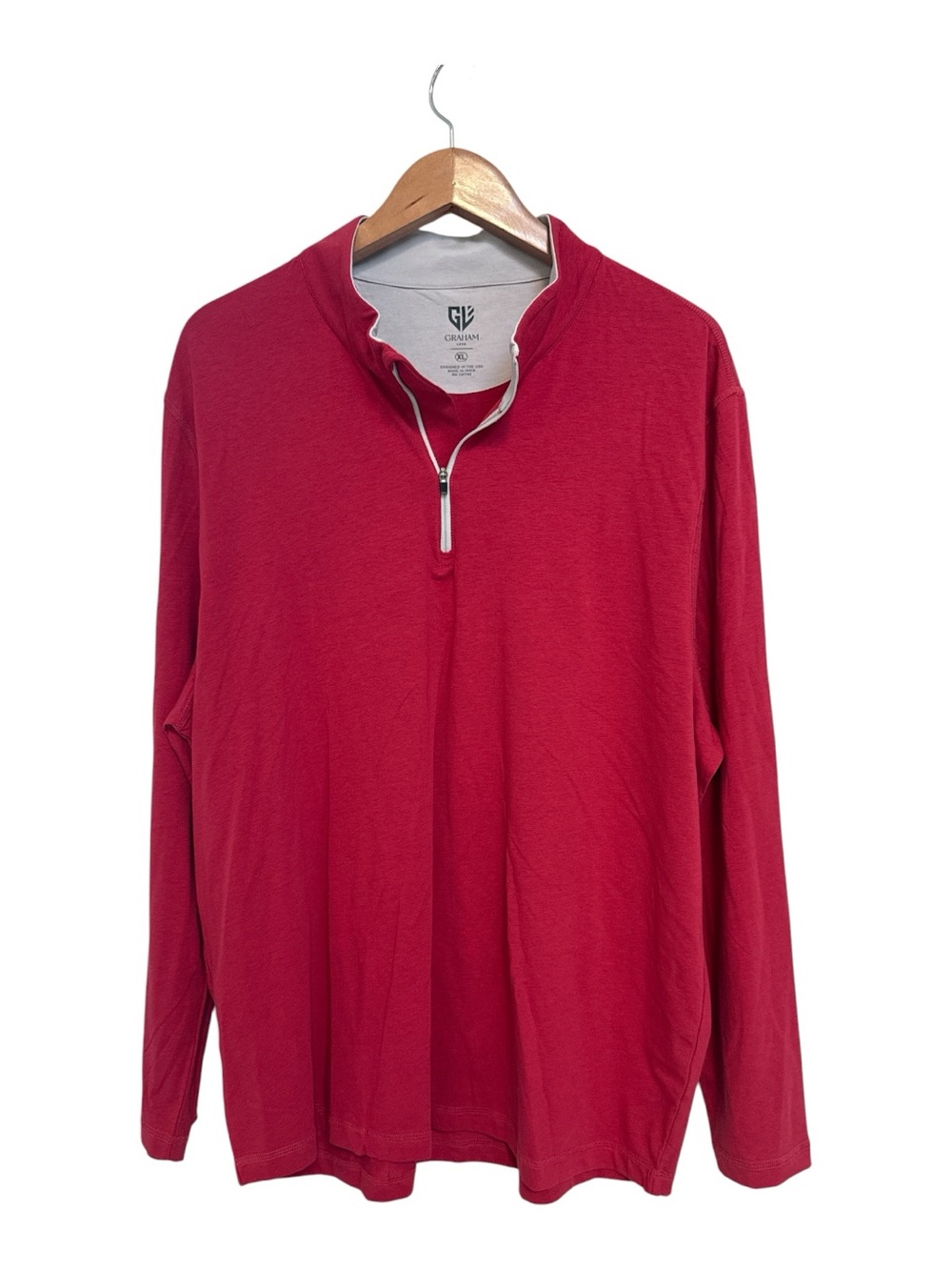 Graham Luxe Men’s Red Quarter-Zip Pullover Golf Shirt